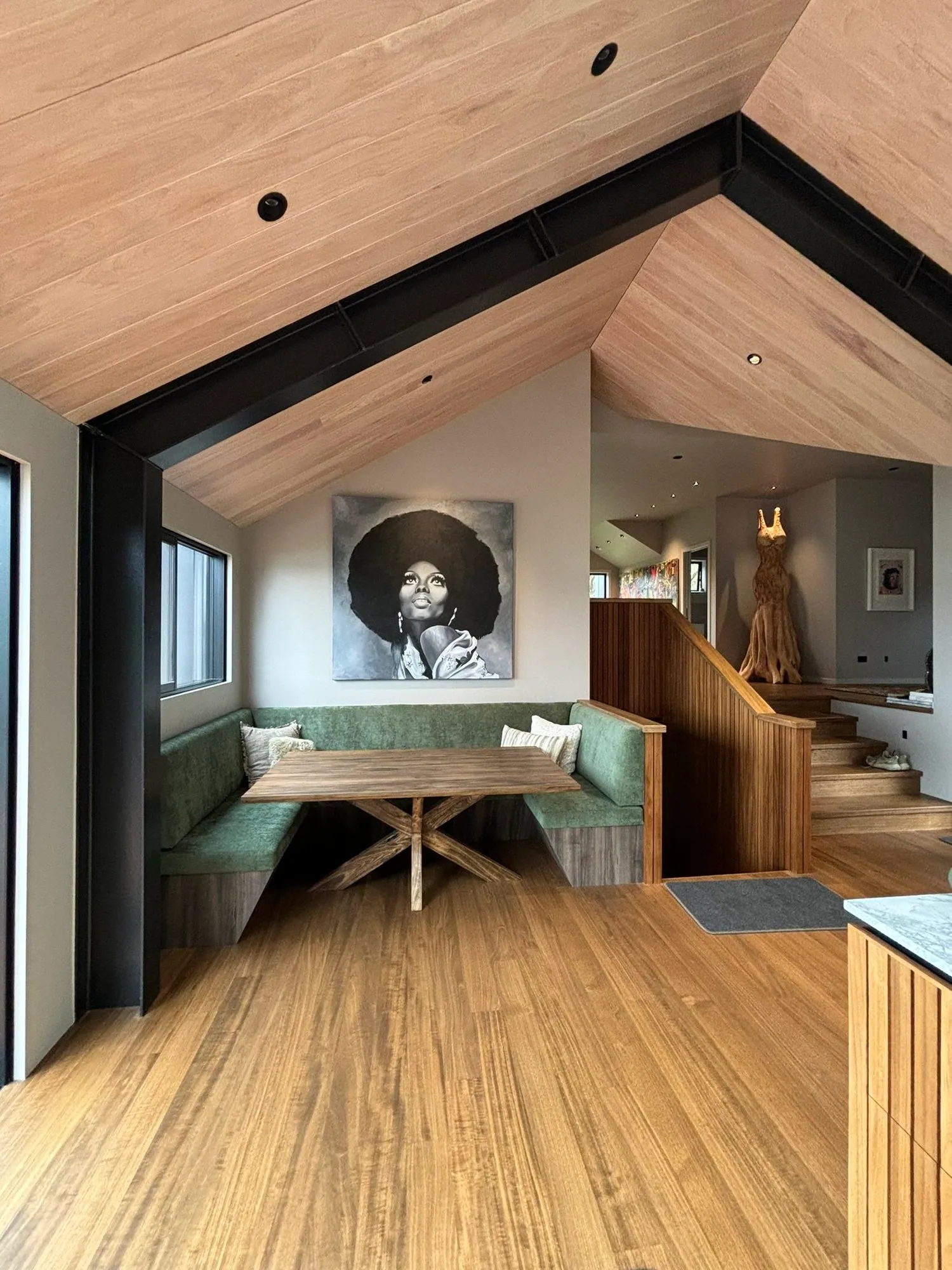 Breakfast nook with custom seating and table – custom joinery