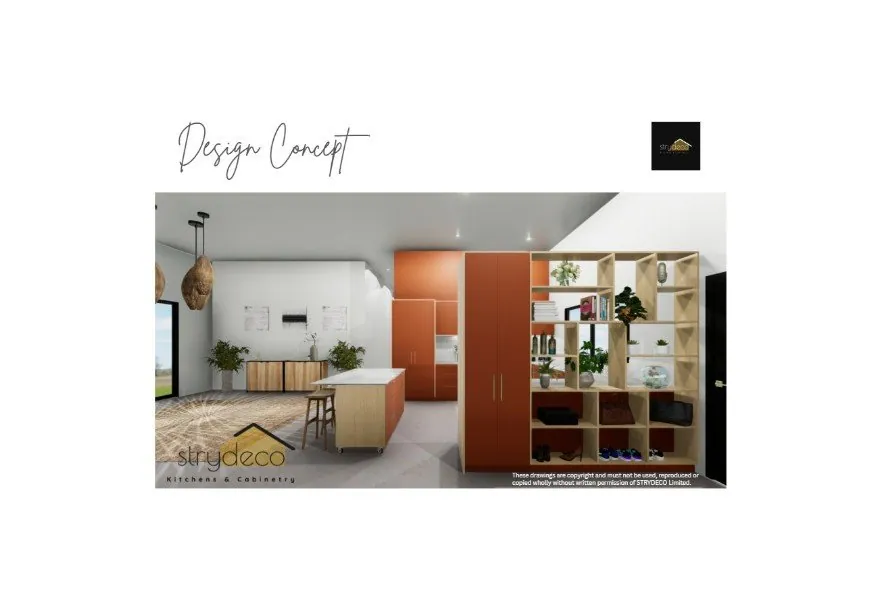 3D kitchen layout with stone benchtop – Far North project